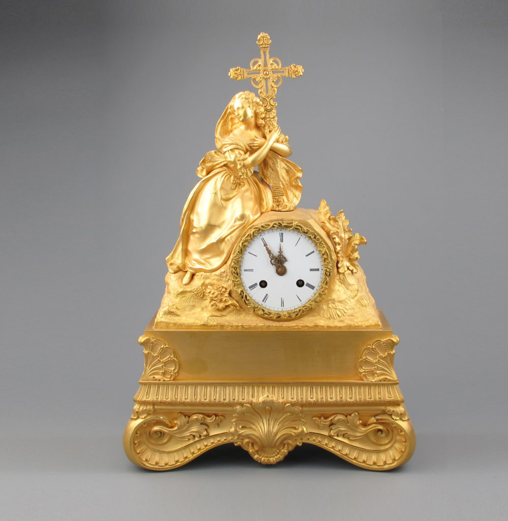 Gilt Bronze Religious Clock circa 1830 - van Eyck Antiques Maastricht